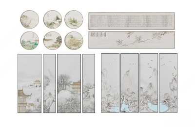 新中式装饰画组合3D模型下载